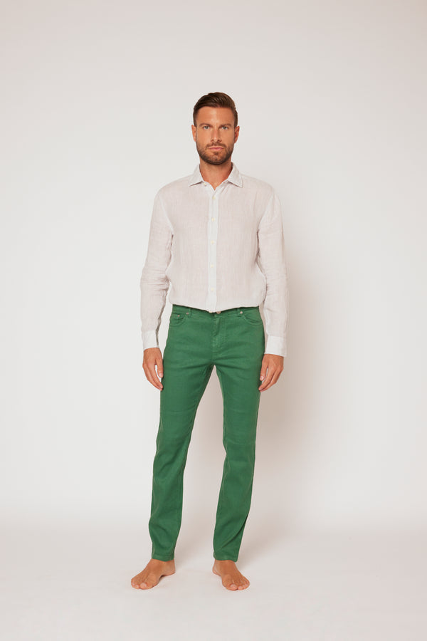 120% Lino 5 Pocket Regular Pant MARINE SOFT FADE