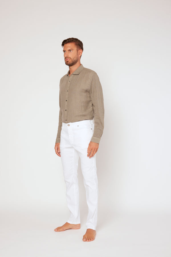 120% Lino 5 Pocket Regular Pant MARINE SOFT FADE