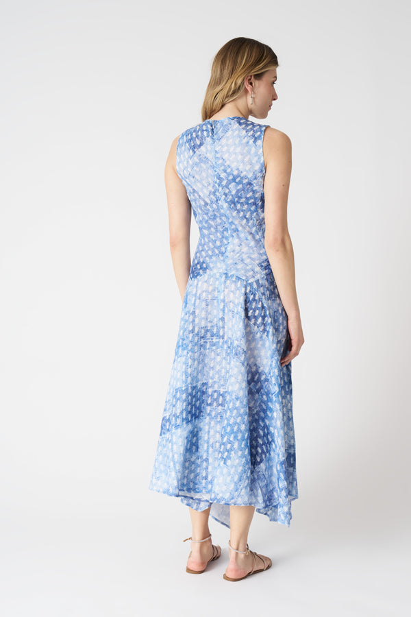 120% Lino Asymmetrical Patchwork Effect Dress AIR