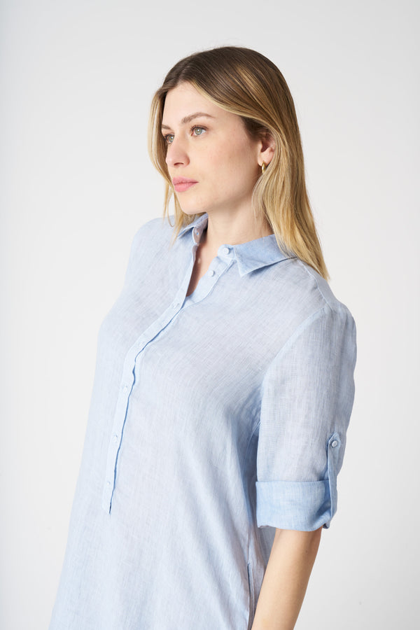 120% Lino Blouse Dress SEA SOFT FADE