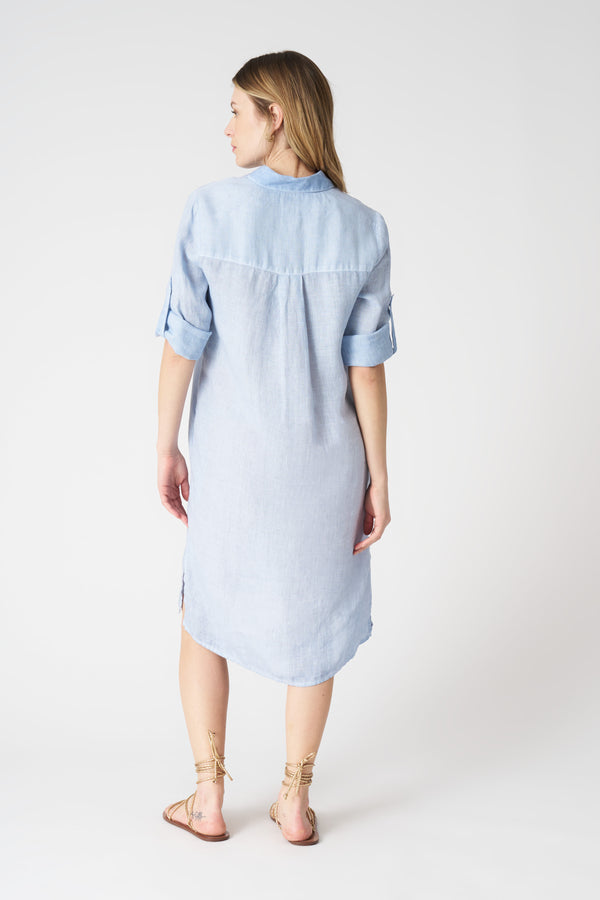 120% Lino Blouse Dress SEA SOFT FADE