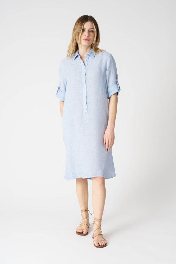 120% lino Blouse Dress SEA SOFT FADE