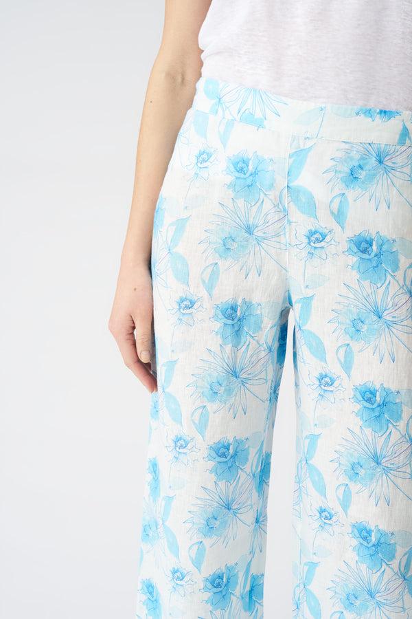 120% Lino Botanical Watercolor Flare Pant PRINT
