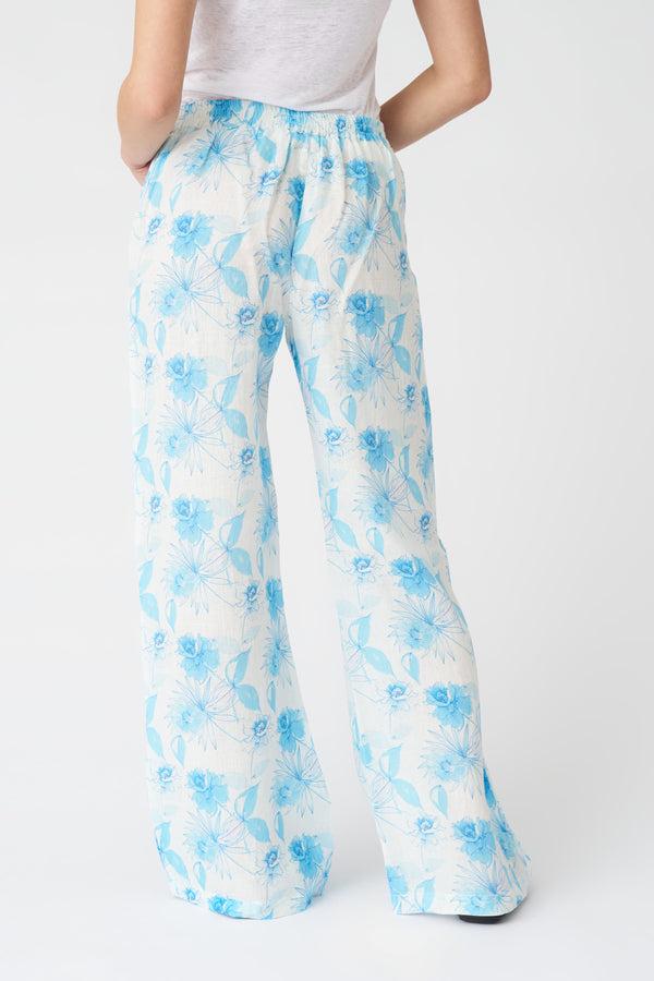 120% Lino Botanical Watercolor Flare Pant PRINT