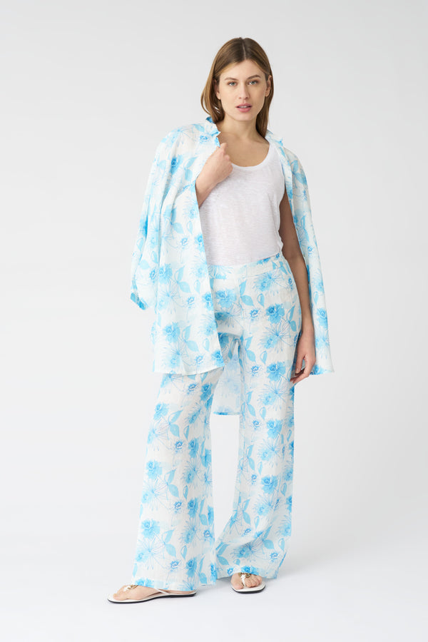 120% lino Botanical Watercolor Flare Pant PRINT