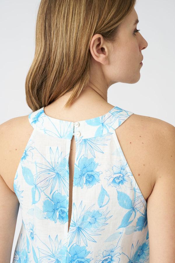 120% Lino Botanical Watercolor Maxi Dress PRINT