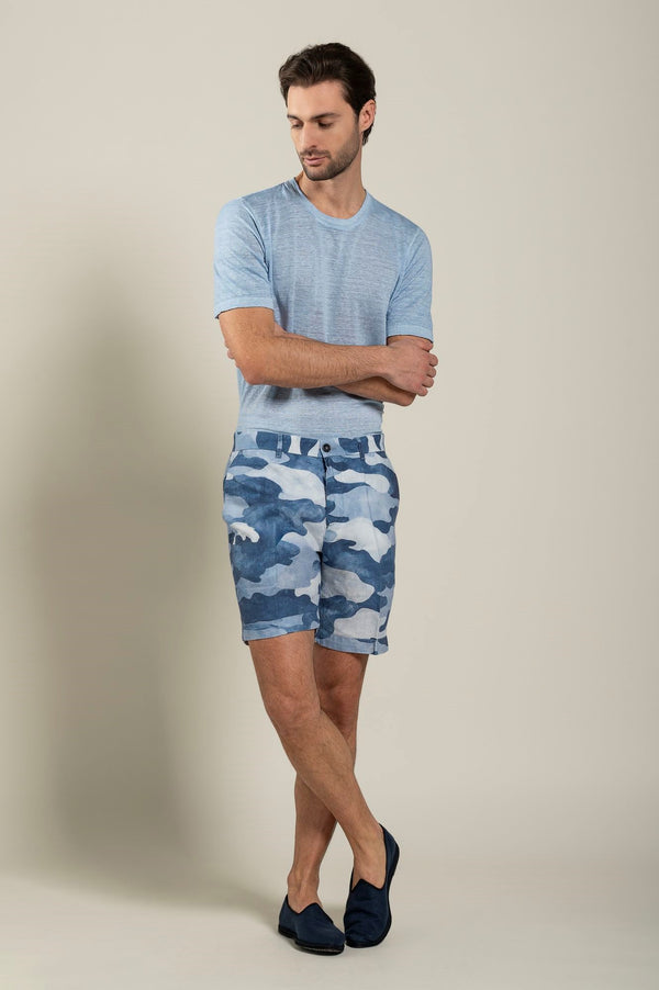 120% lino Camouflage Short NAVY