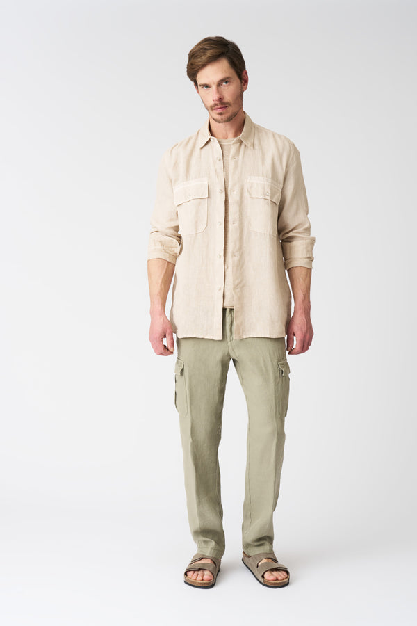 120% lino Cargo Pant CACTUS
