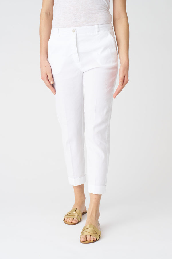 120% Lino Chino Cropped Pant WHITE