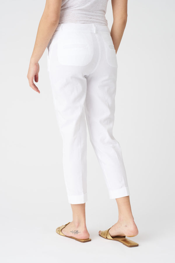 120% Lino Chino Cropped Pant WHITE