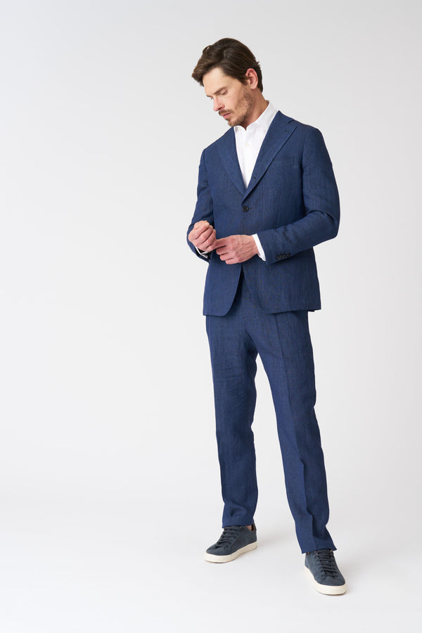 120% lino Chino Pant with Pinces NAVY