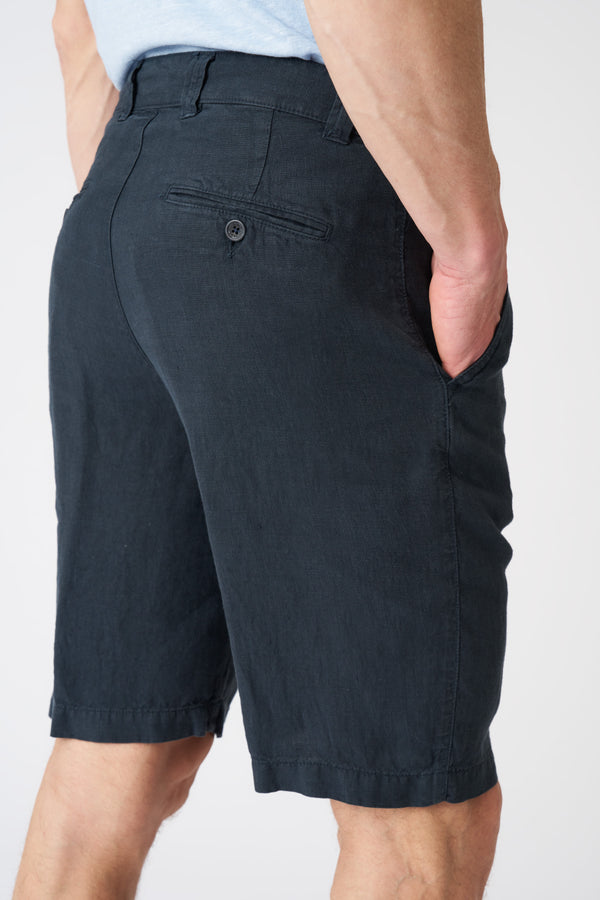 120% Lino Chino Short With Pinces NIGHT BLU
