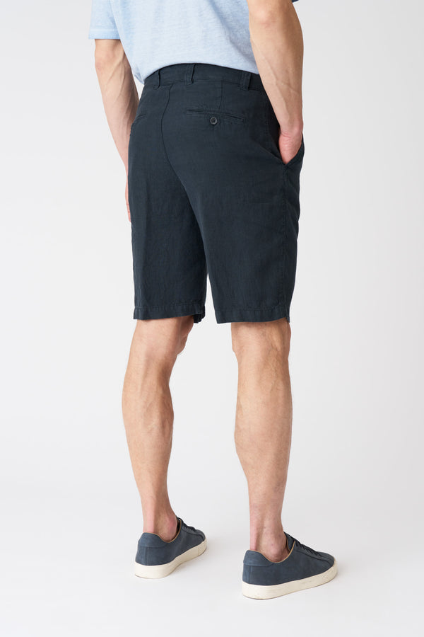 120% Lino Chino Short With Pinces NIGHT BLU