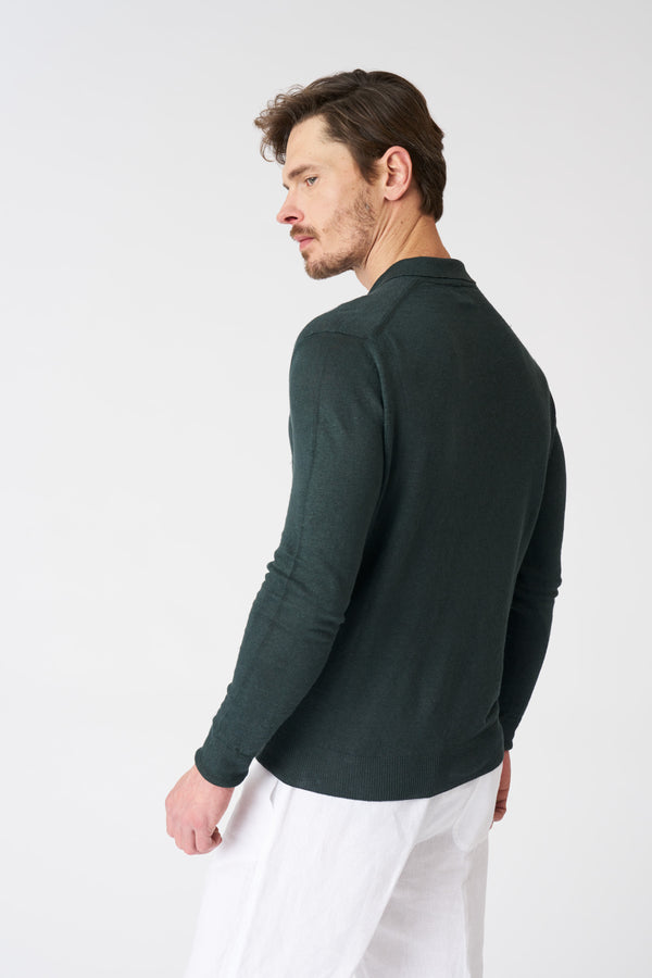 120% Lino Collar Sweater MILITARY