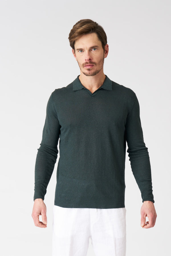 120% lino Collar Sweater MILITARY