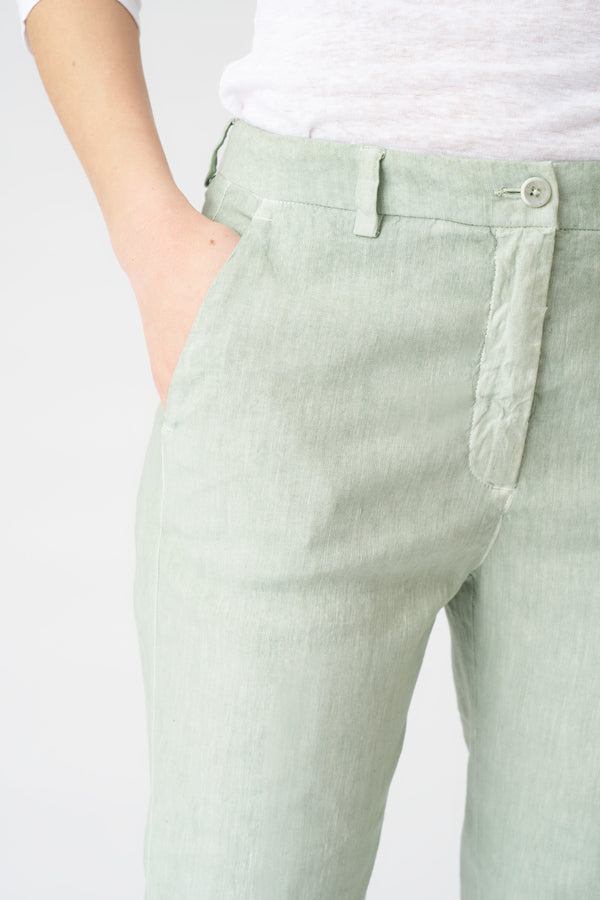 120% Lino Cropped Chino Pant PISTACHE SOFT FADE
