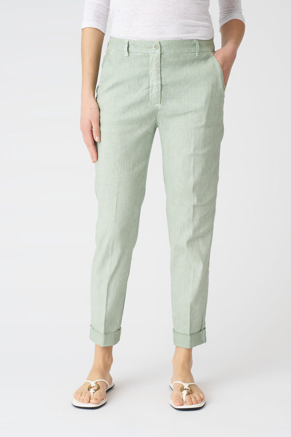 120% Lino Cropped Chino Pant PISTACHE SOFT FADE