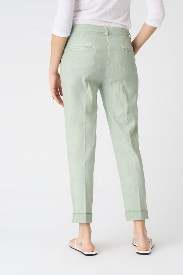 120% Lino Cropped Chino Pant PISTACHE SOFT FADE