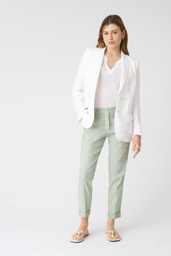 120% lino Cropped Chino Pant PISTACHE SOFT FADE