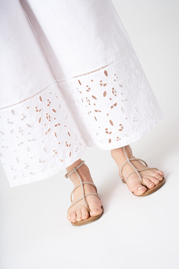 120% Lino Cutout Relaxed Pant WHITE
