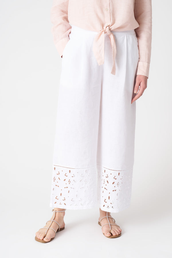 120% Lino Cutout Relaxed Pant WHITE