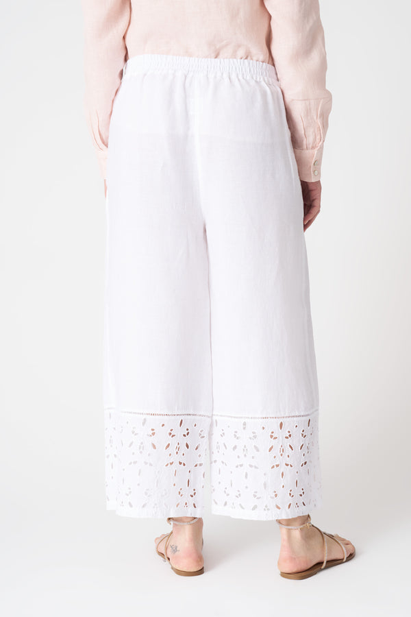 120% Lino Cutout Relaxed Pant WHITE