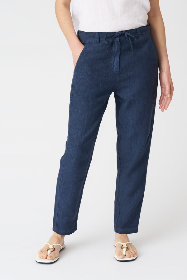 120% Lino Drawstring Pant NAVY FADE
