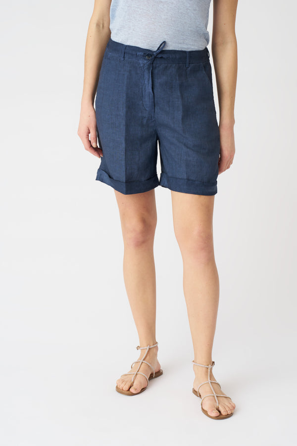 120% Lino Drawstring Short NAVY FADE