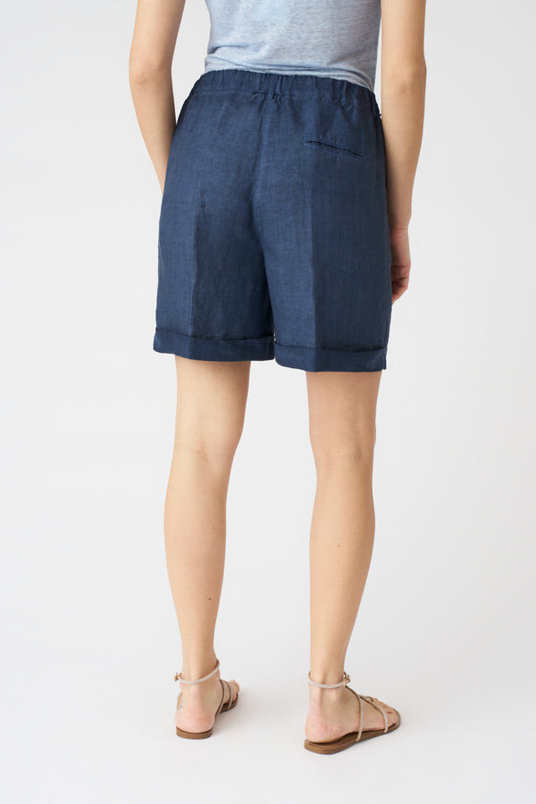 120% Lino Drawstring Short NAVY FADE