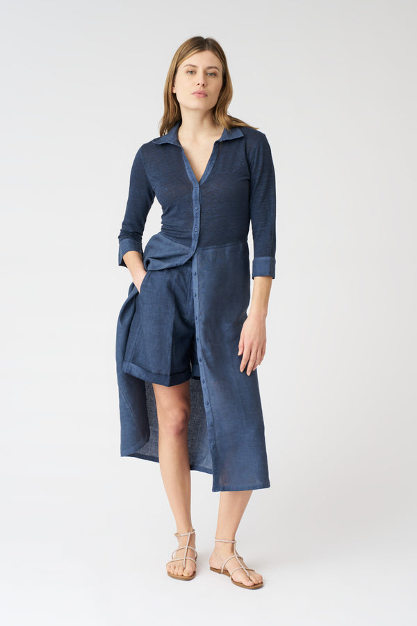 120% lino Drawstring Short NAVY FADE