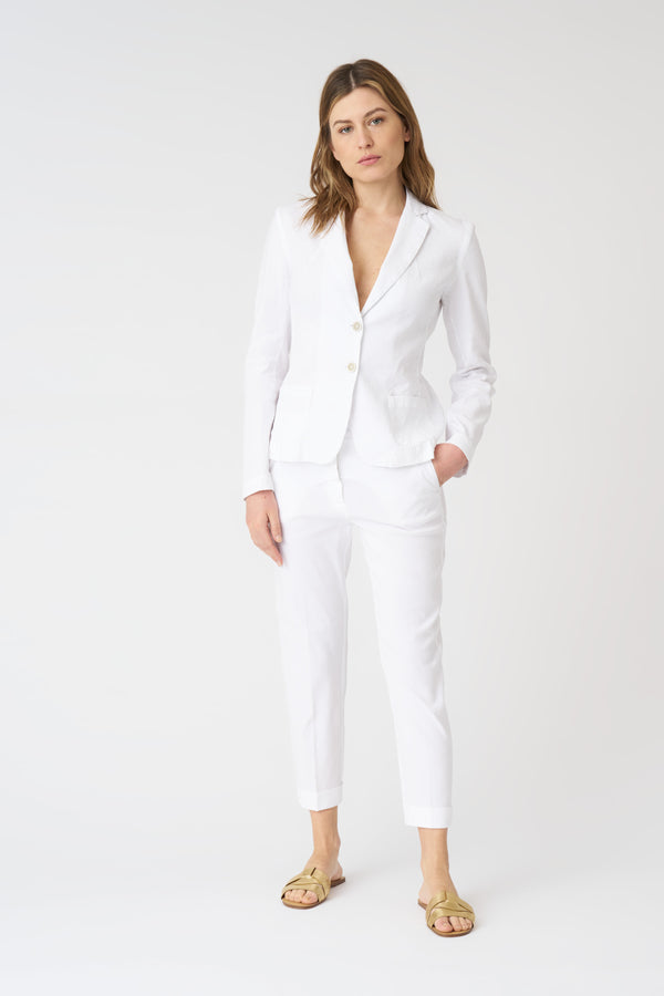 120% Lino Fitted Blazer WHITE