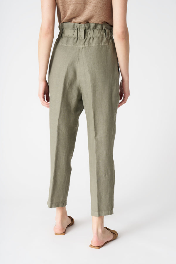 120% Lino High Waist Cigarette Pant CACTUS