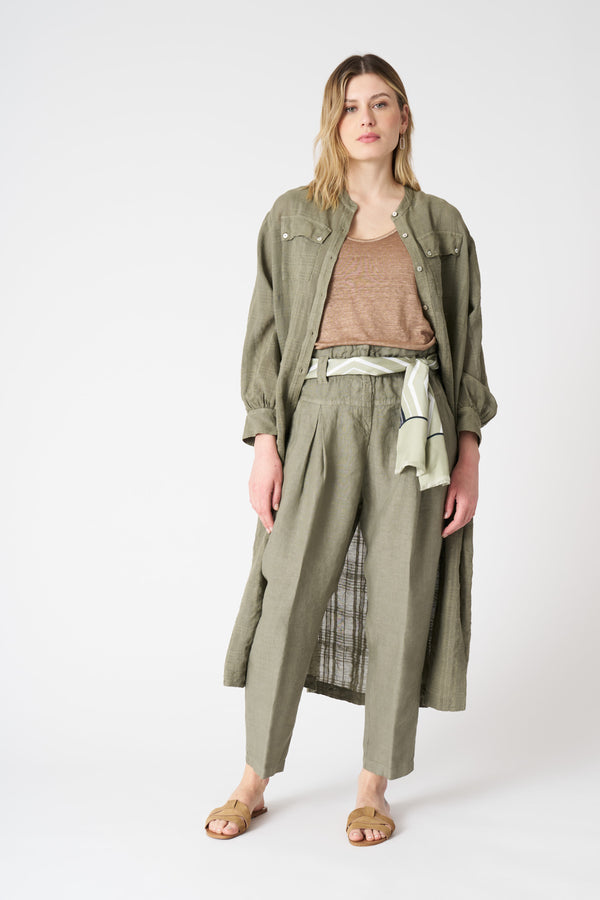 120% lino High Waist Cigarette Pant CACTUS