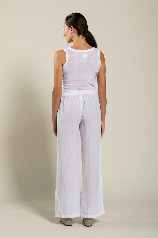120% Lino High-Waisted Long Pant WHITE