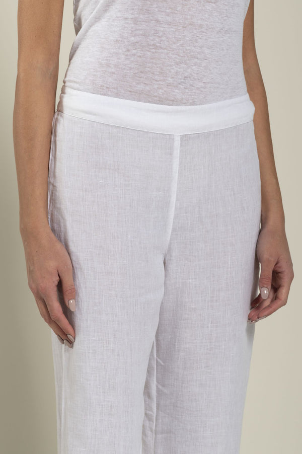 120% lino High-Waisted Long Pant WHITE