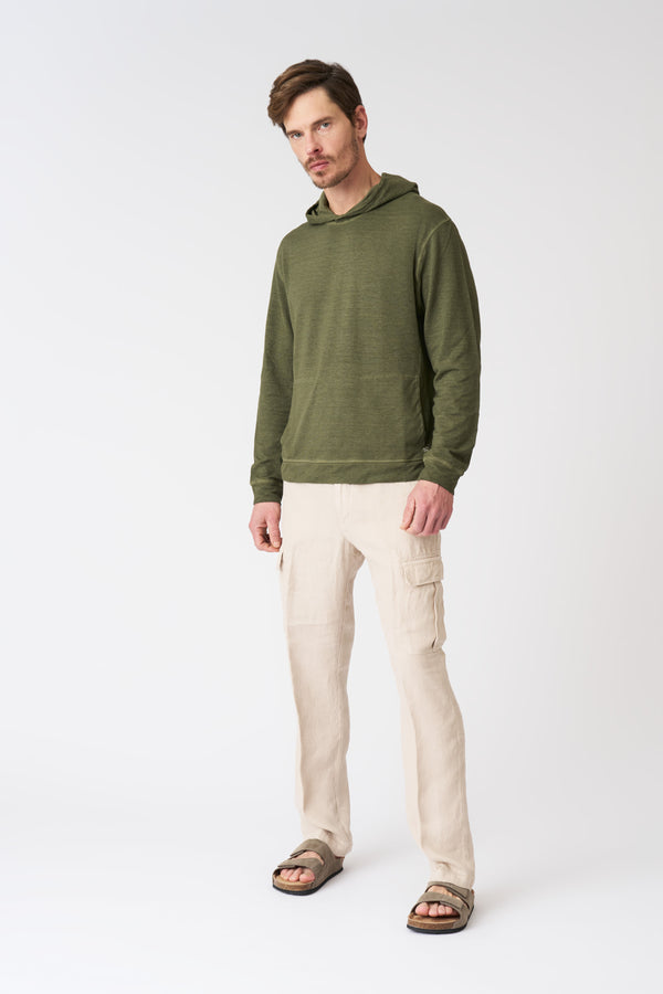 120% Lino Hoodie With Pocket CAFFE SOFT FADE