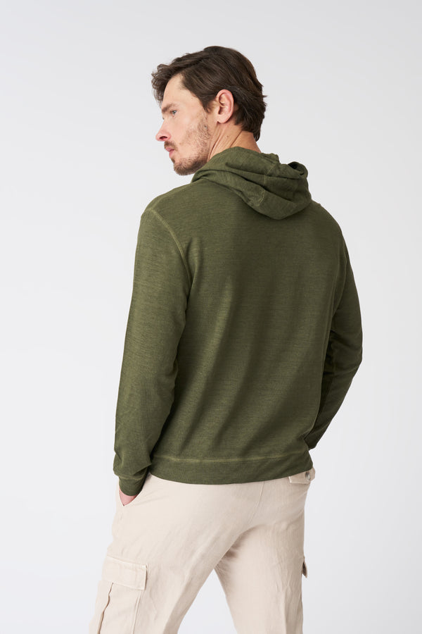 120% Lino Hoodie With Pocket CAFFE SOFT FADE