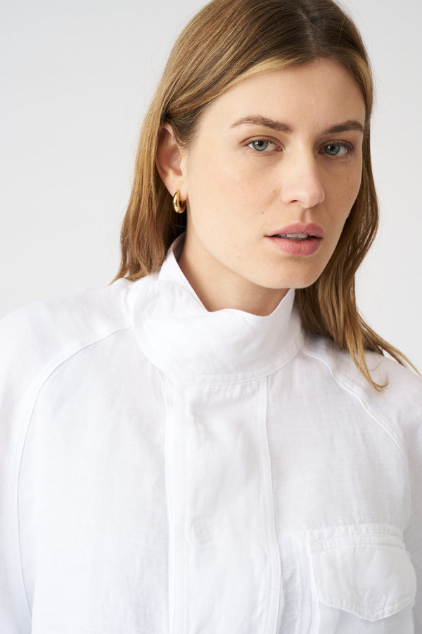 120% Lino Jacket With Tie-Front Sleeves WHITE