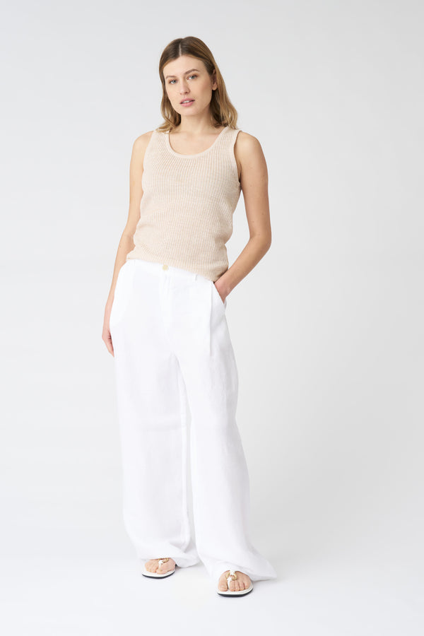 120% Lino Knit Tank Top APRICOT/METAL