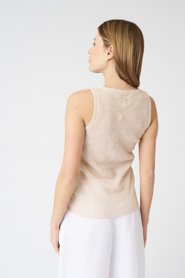 120% Lino Knit Tank Top APRICOT/METAL