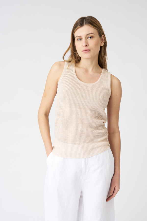 120% lino Knit Tank Top APRICOT/METAL