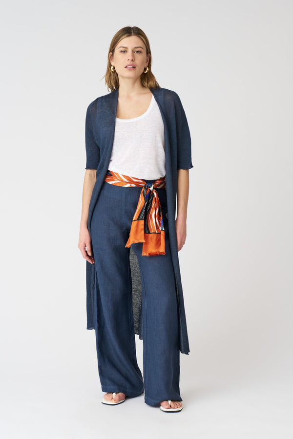 120% Lino Long Cardigan Duster SEA SOFT FADE