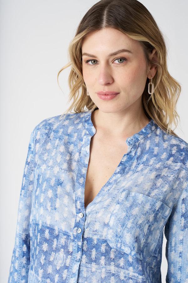 120% Lino Long Patchwork Effect Shirt AIR