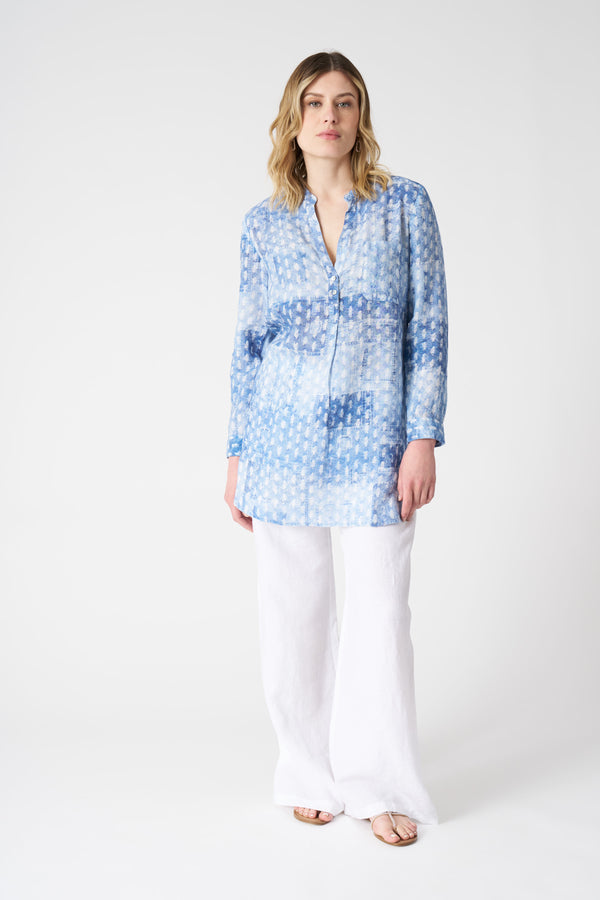 120% Lino Long Patchwork Effect Shirt AIR