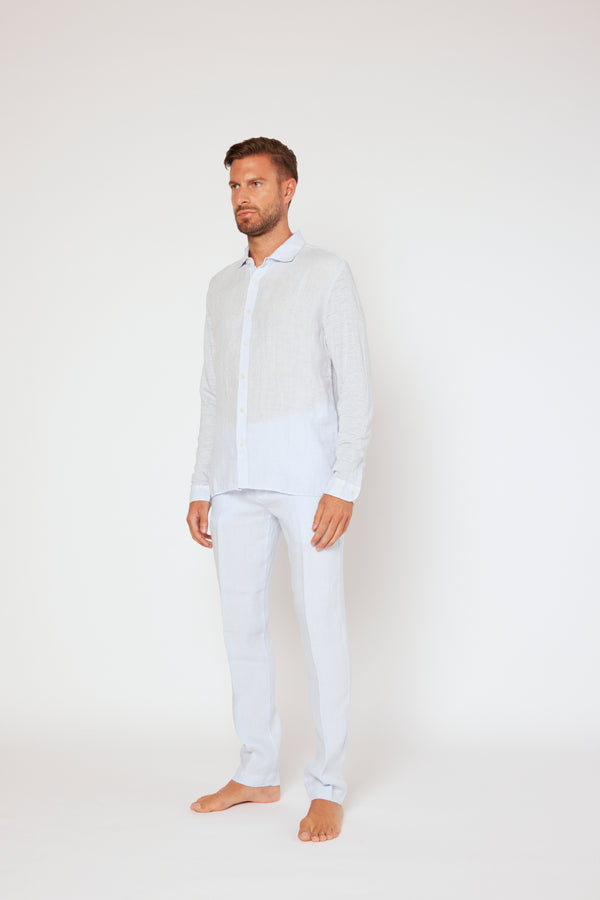120% Lino Long Sleeve Shirt MARINE SOFT FADE