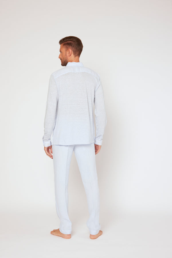 120% Lino Long Sleeve Shirt MARINE SOFT FADE