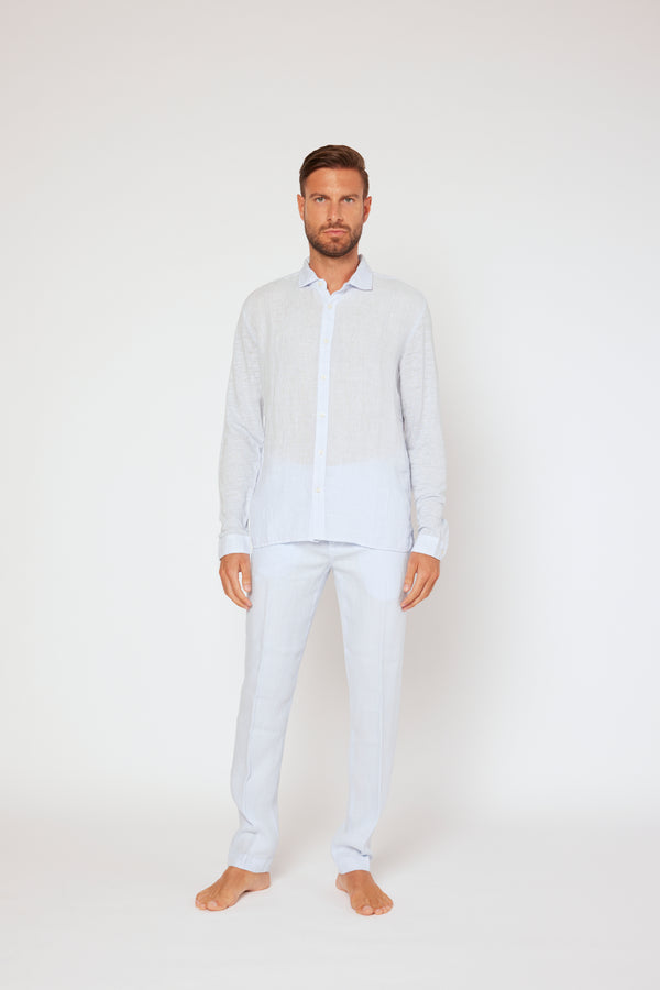 120% lino Long Sleeve Shirt MARINE SOFT FADE