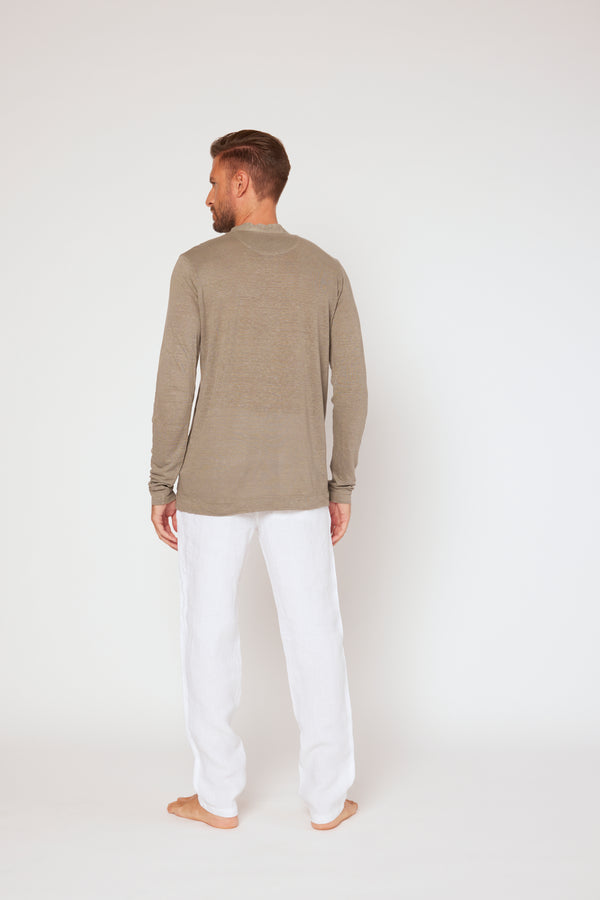 120% Lino Long Sleeve T-Shirt MARINE SOFT FADE