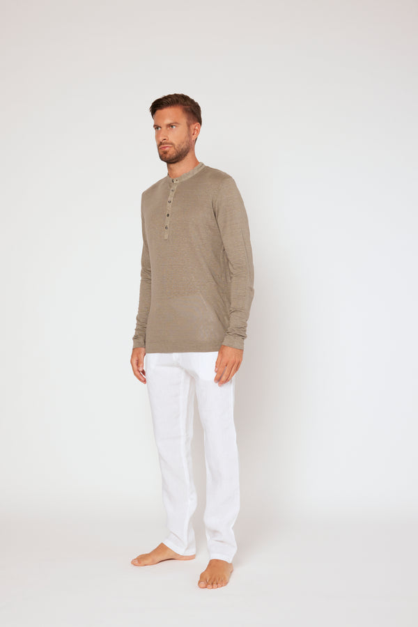 120% Lino Long Sleeve T-Shirt MARINE SOFT FADE