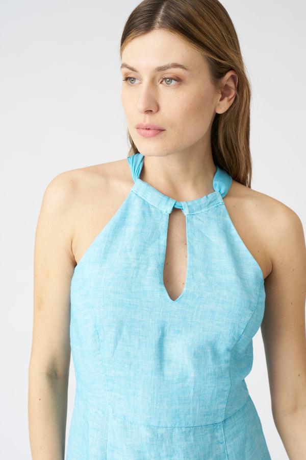 120% Lino Maxi Tie Neck Dress ARUBA